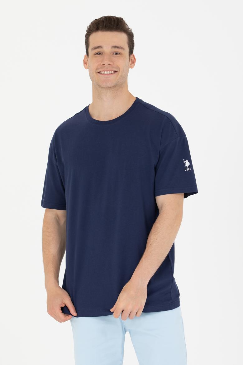 Erkek Lacivert Oversize Bisiklet Yaka Tişört