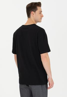 Erkek Siyah Oversize Bisiklet Yaka Tişört - 50264917098