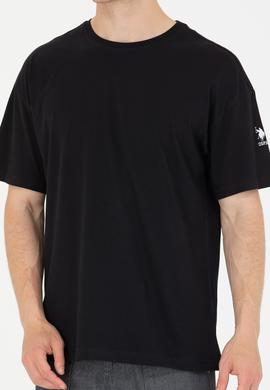 Erkek Siyah Oversize Bisiklet Yaka Tişört - 50264917098