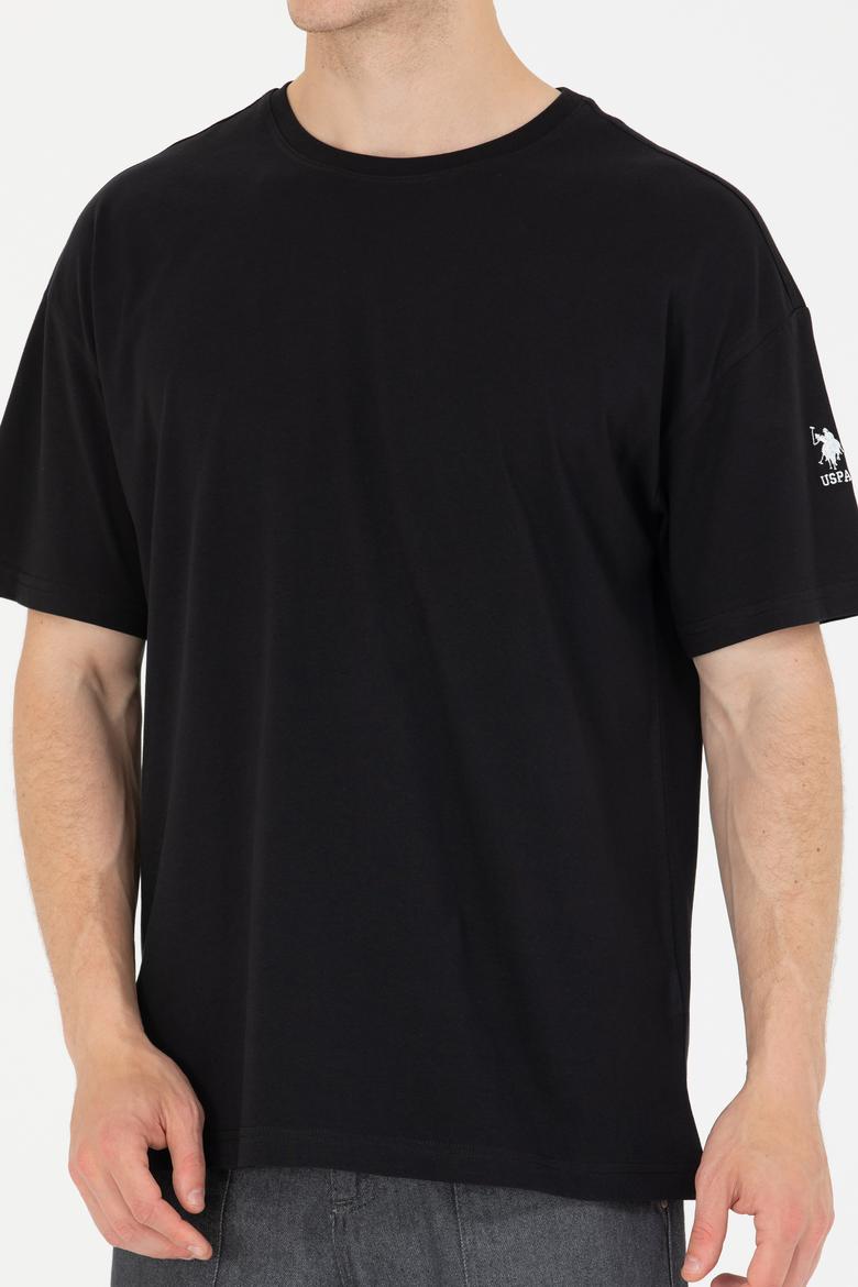 Erkek Siyah Oversize Bisiklet Yaka Tişört - 50264917098