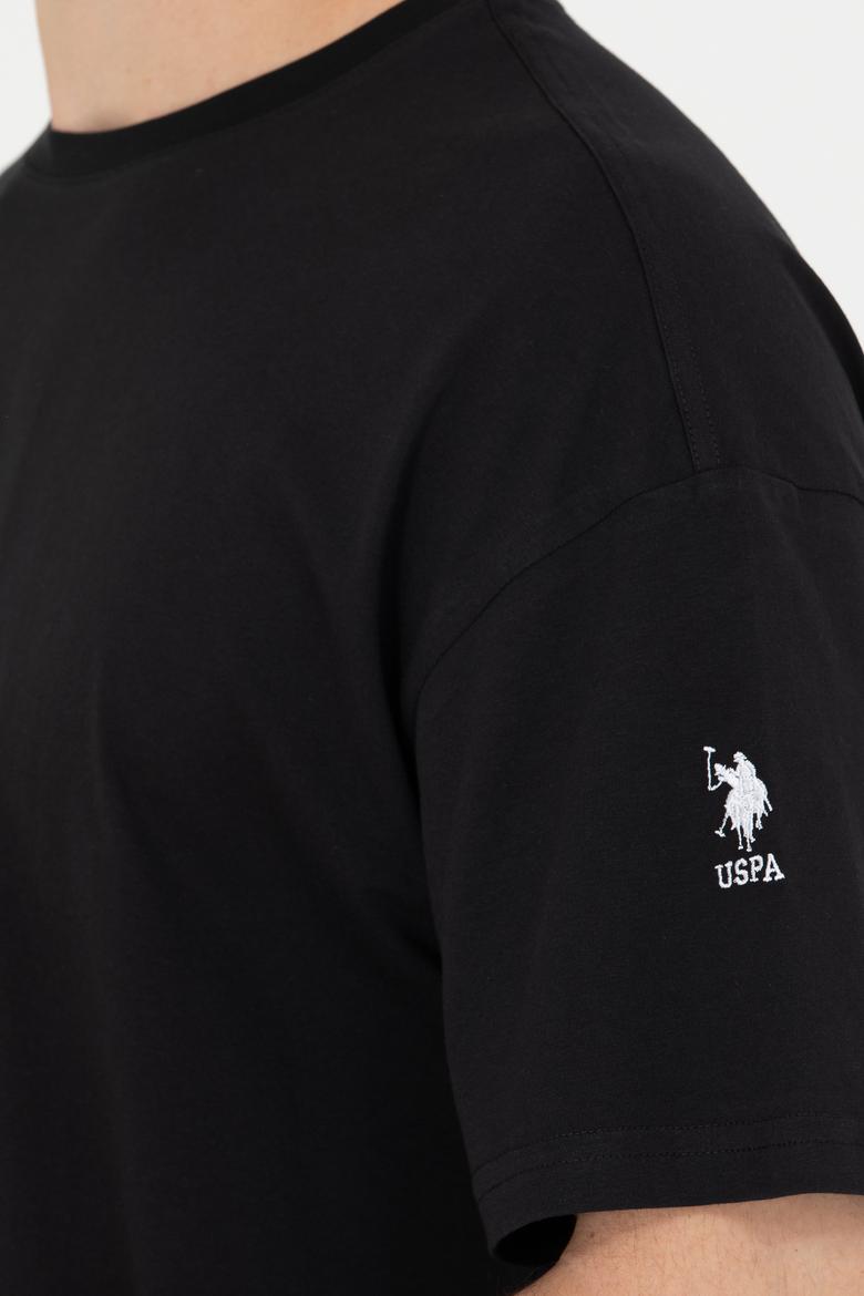 Erkek Siyah Oversize Bisiklet Yaka Tişört - 50264917098