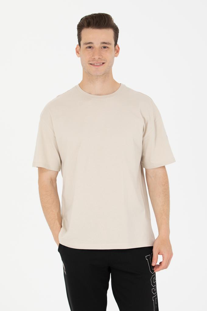 Erkek Taş Oversize Bisiklet Yaka Tişört