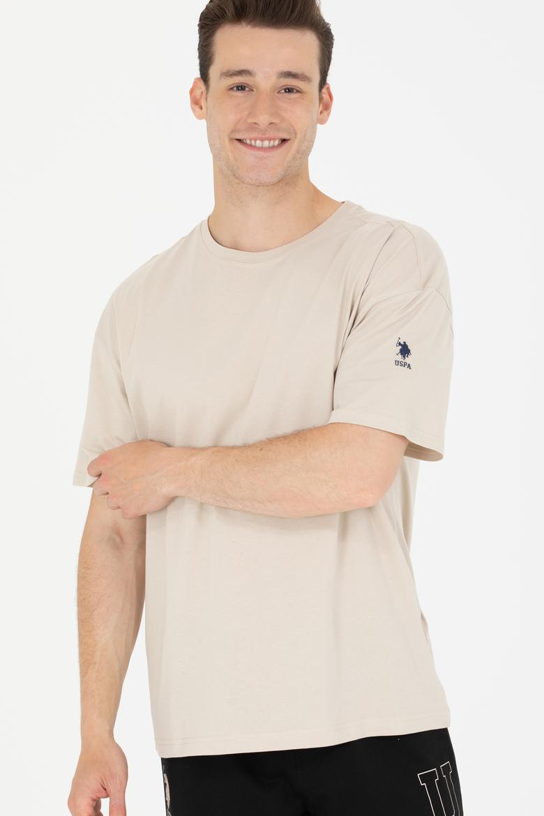 Erkek Taş Oversize Bisiklet Yaka Tişört - 50264917109