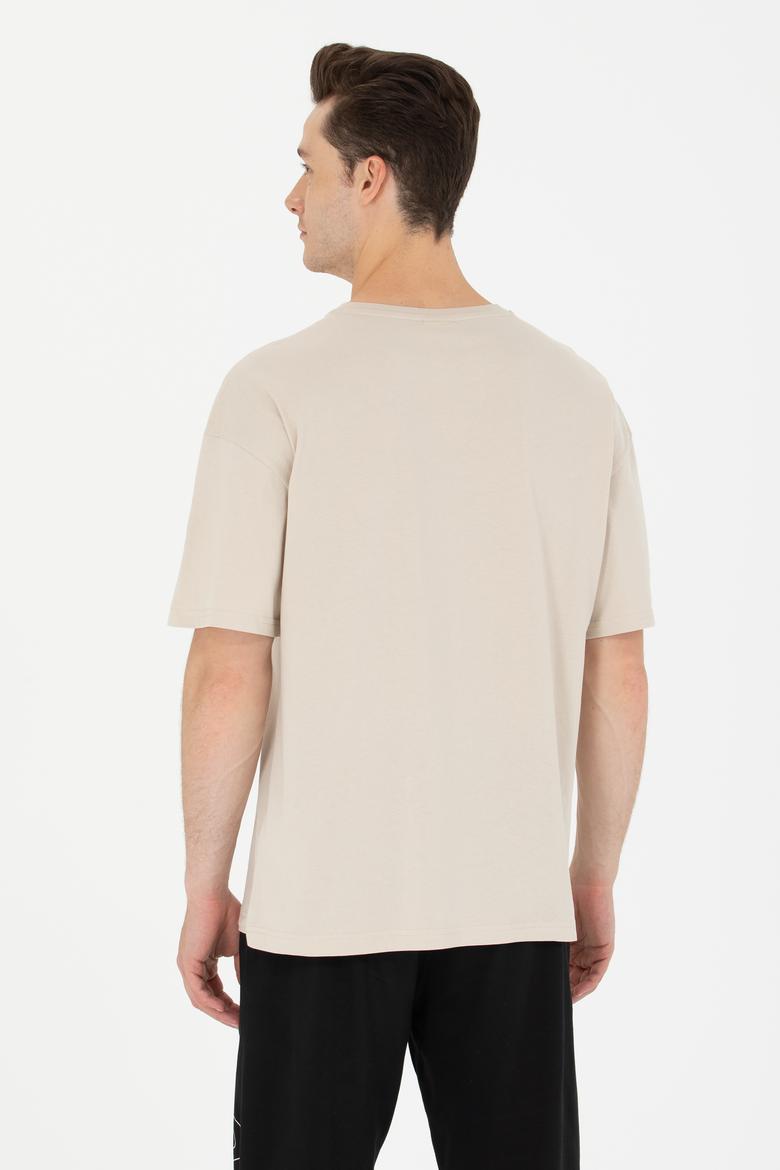 Erkek Taş Oversize Bisiklet Yaka Tişört - 50264917108