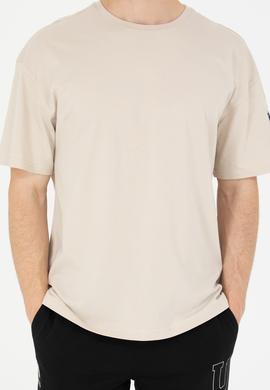 Erkek Taş Oversize Bisiklet Yaka Tişört - 50264917108