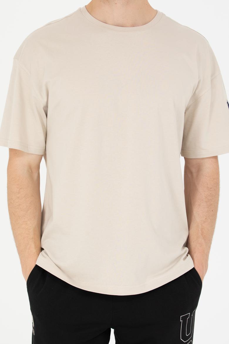 Erkek Taş Oversize Bisiklet Yaka Tişört - 50264917108