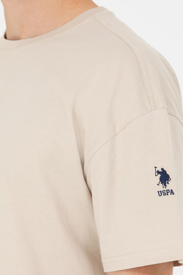 Erkek Taş Oversize Bisiklet Yaka Tişört - 50264917108