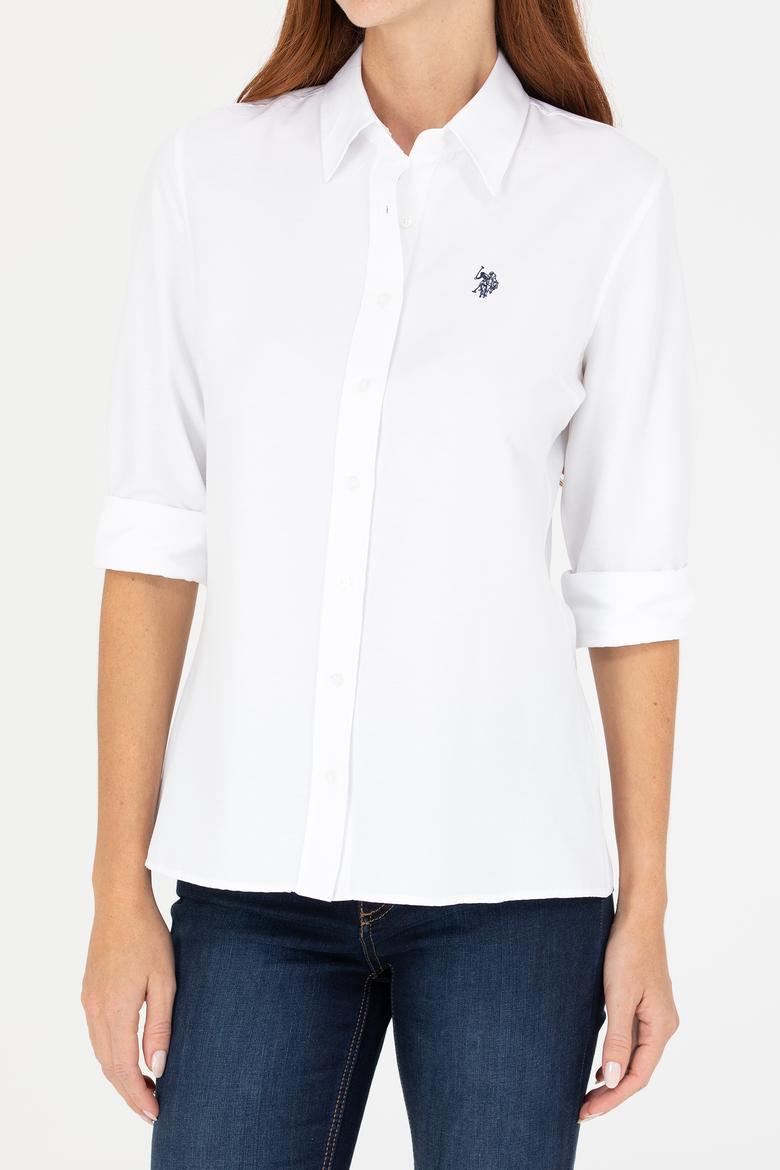 Kadın Beyaz Uzun Kollu Basic Gömlek - 50266361002