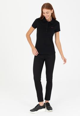 Kadın Siyah Basic Polo Yaka Tişört - 50266348112