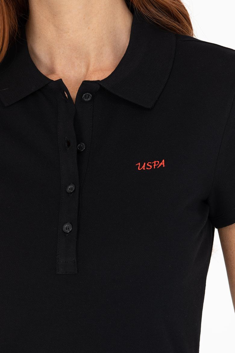 Kadın Siyah Basic Polo Yaka Tişört - 50266348112