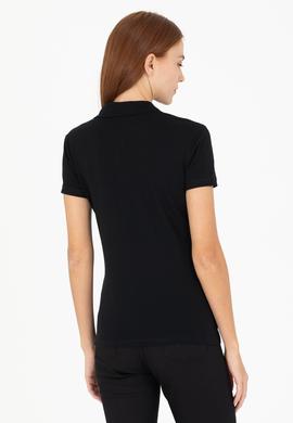 Kadın Siyah Basic Polo Yaka Tişört - 50266348112