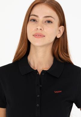 Kadın Siyah Basic Polo Yaka Tişört - 50266348112