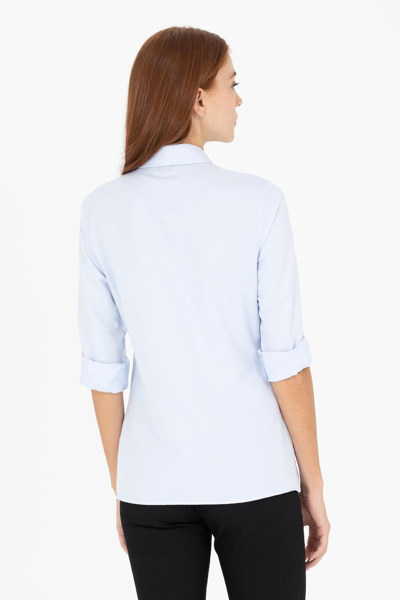 Kadın Açık Mavi Uzun Kollu Basic Gömlek - 50266361010