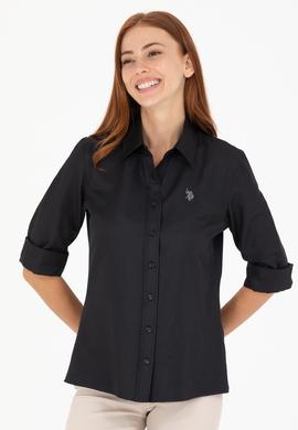 Kadın Siyah Uzun Kollu Basic Gömlek - 50266361030