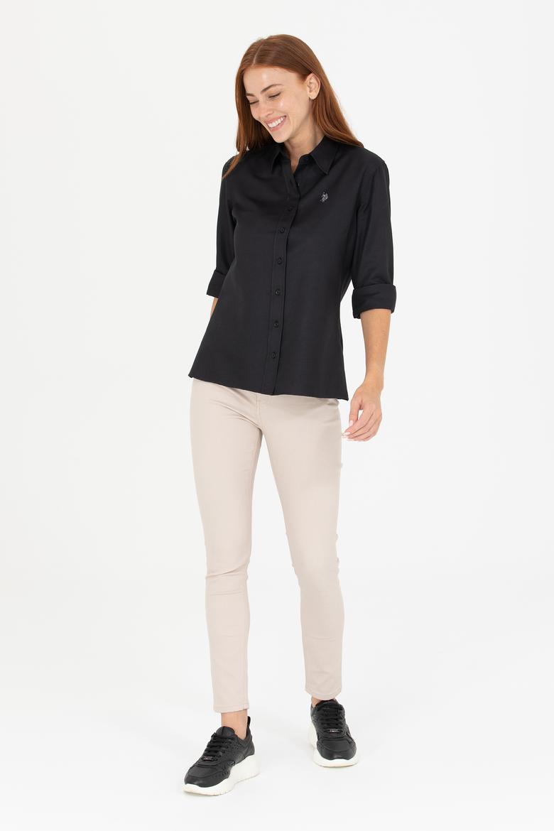 Kadın Siyah Uzun Kollu Basic Gömlek - 50266361030