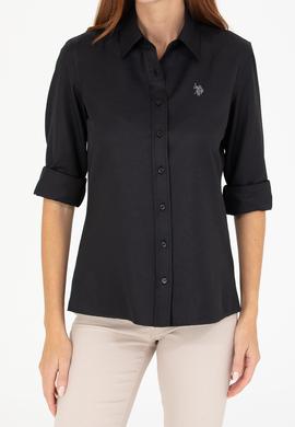 Kadın Siyah Uzun Kollu Basic Gömlek - 50266361030