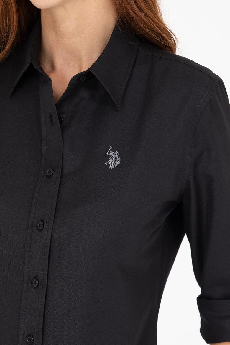 Kadın Siyah Uzun Kollu Basic Gömlek - 50266361030