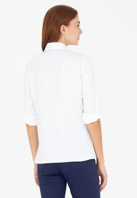 Kadın Beyaz Uzun Kollu Basic Gömlek - 50266458004