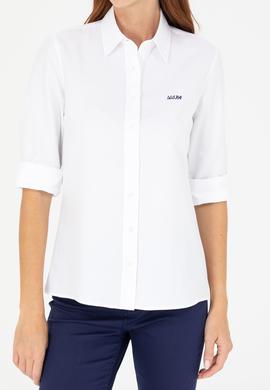 Kadın Beyaz Uzun Kollu Basic Gömlek - 50266458004