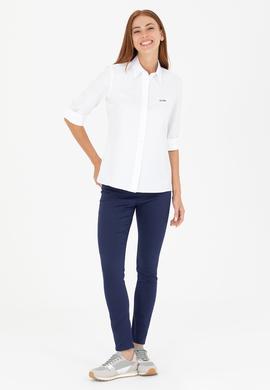 Kadın Beyaz Uzun Kollu Basic Gömlek - 50266458004