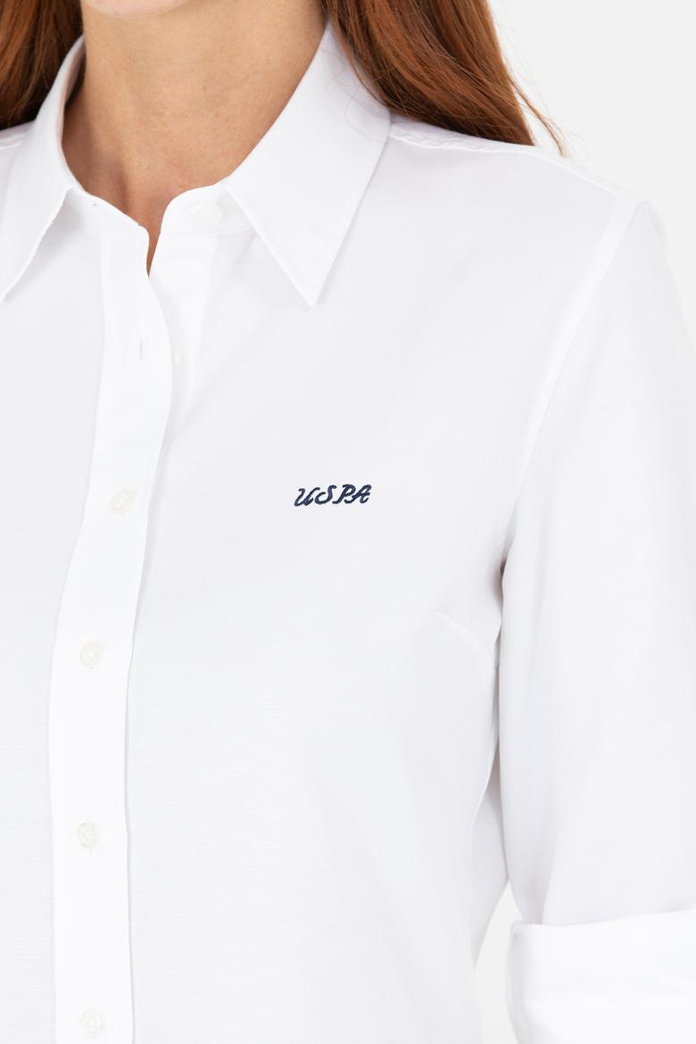 Kadın Beyaz Uzun Kollu Basic Gömlek - 50266458004