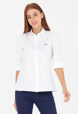 Kadın Beyaz Uzun Kollu Basic Gömlek - 50266458004