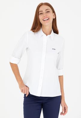 Kadın Beyaz Uzun Kollu Basic Gömlek - 50266458004