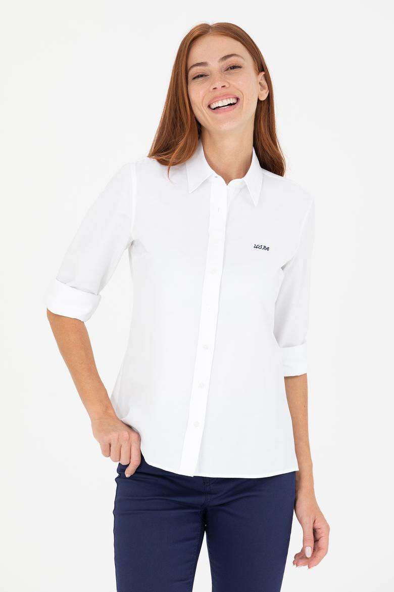 Kadın Beyaz Uzun Kollu Basic Gömlek