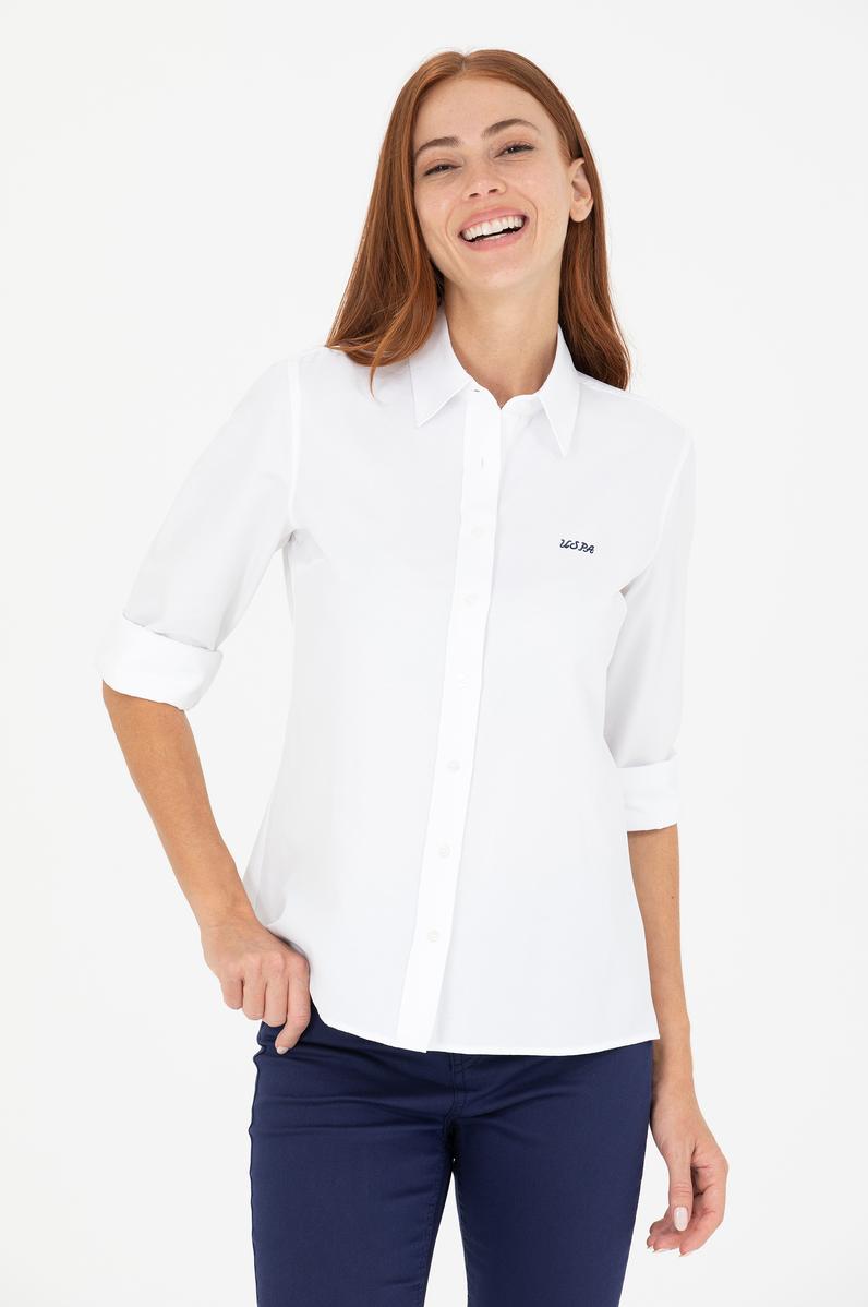 Kadın Beyaz Uzun Kollu Basic Gömlek