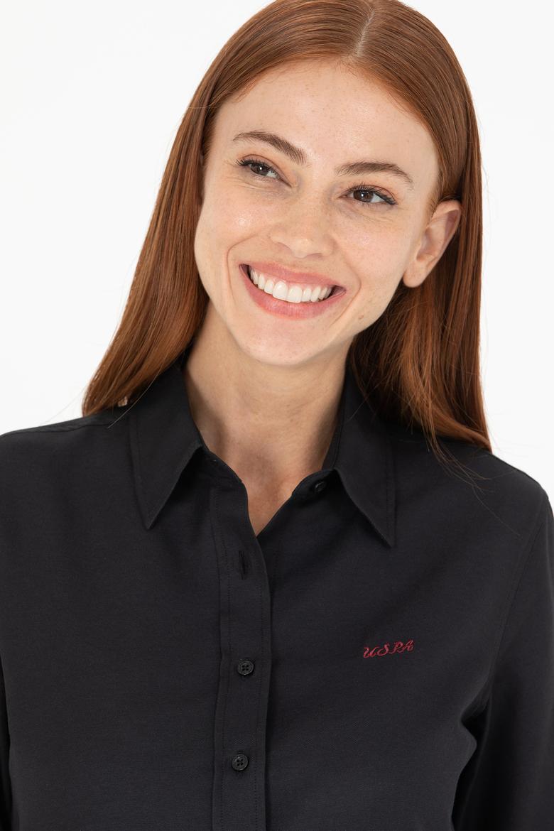 Kadın Siyah Uzun Kollu Basic Gömlek - 50266458062