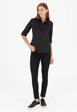 Kadın Siyah Uzun Kollu Basic Gömlek - 50266458062