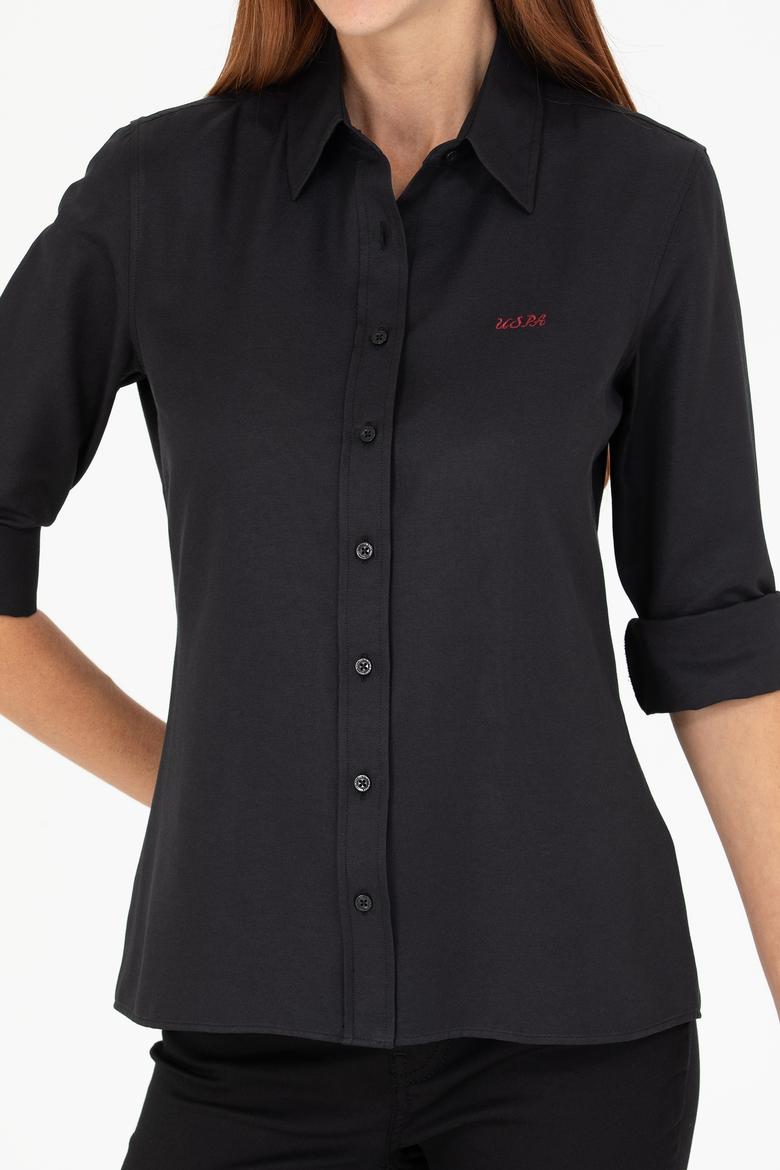 Kadın Siyah Uzun Kollu Basic Gömlek - 50266458062