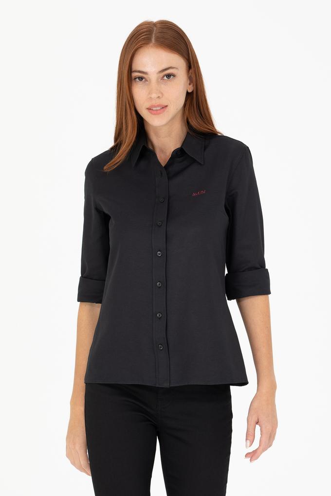Kadın Siyah Uzun Kollu Basic Gömlek