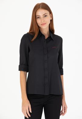 Kadın Siyah Uzun Kollu Basic Gömlek - 50266458062