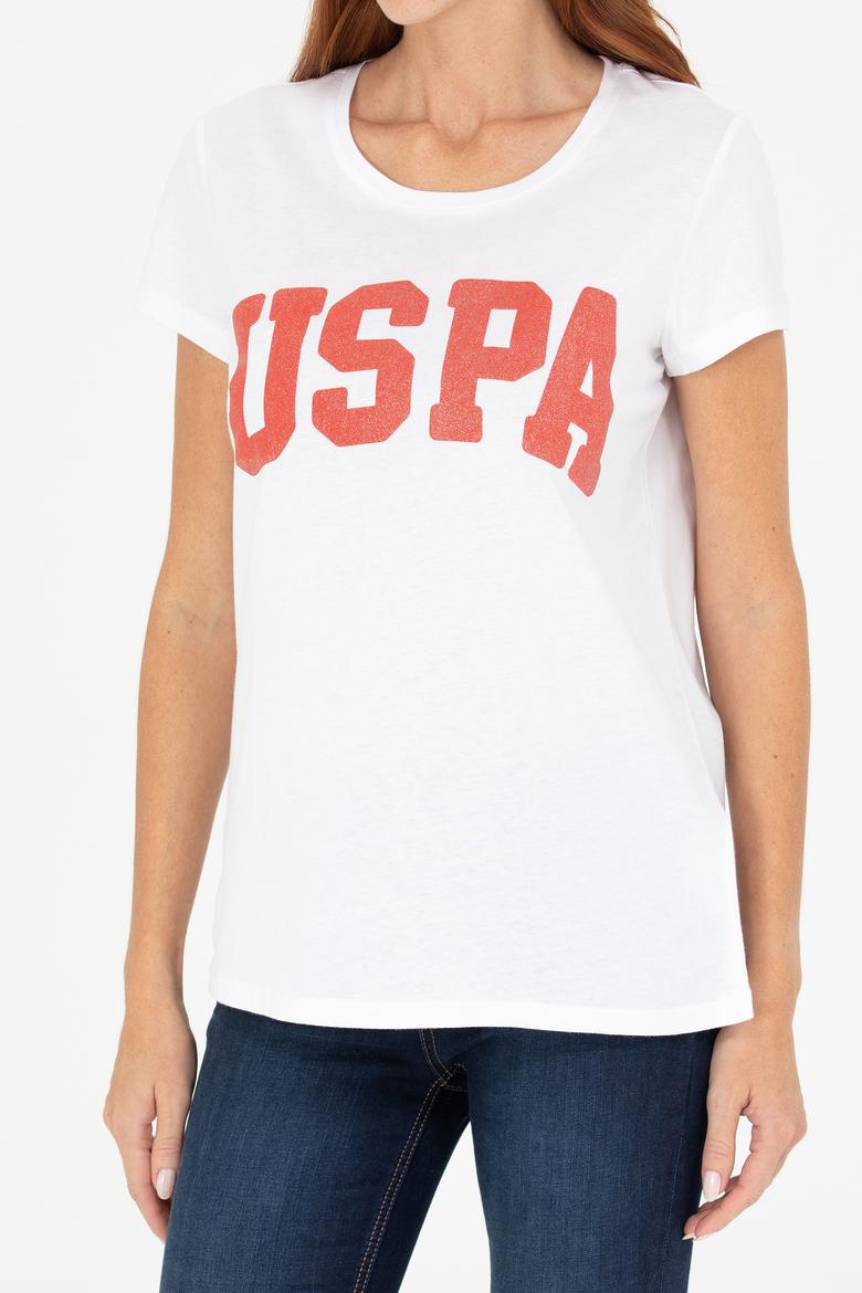 Kadın Beyaz Bisiklet Yaka Tişört - 50269557015