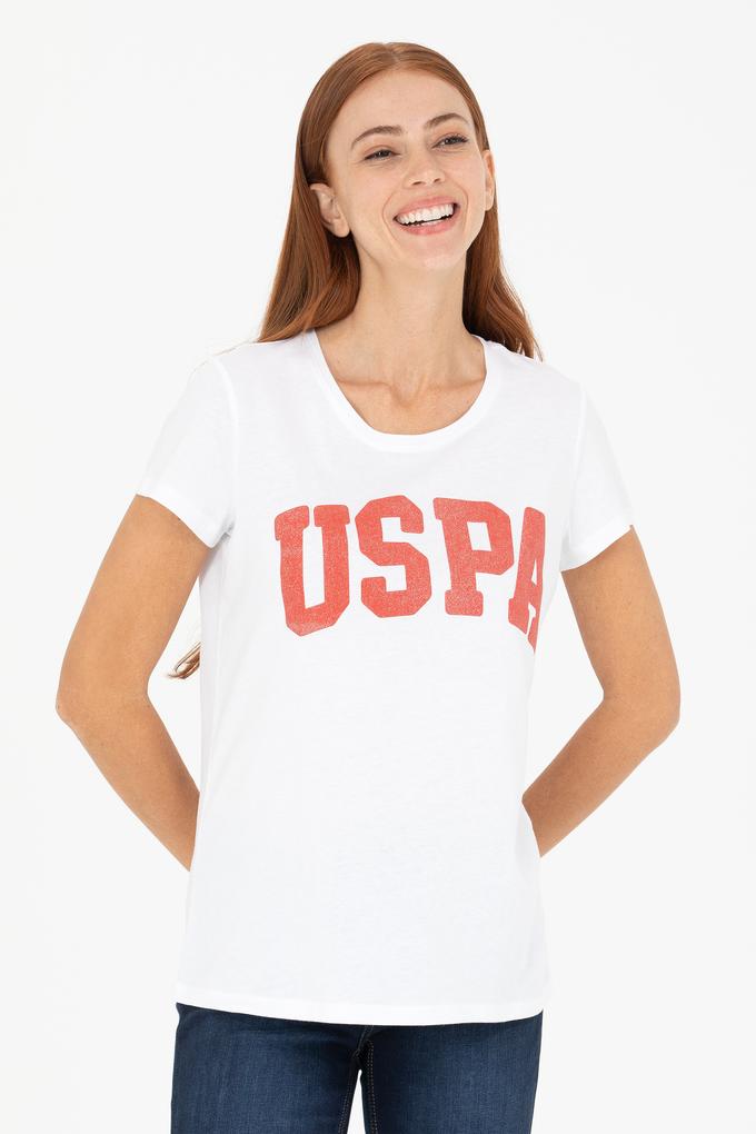 Kadın Beyaz Bisiklet Yaka Tişört