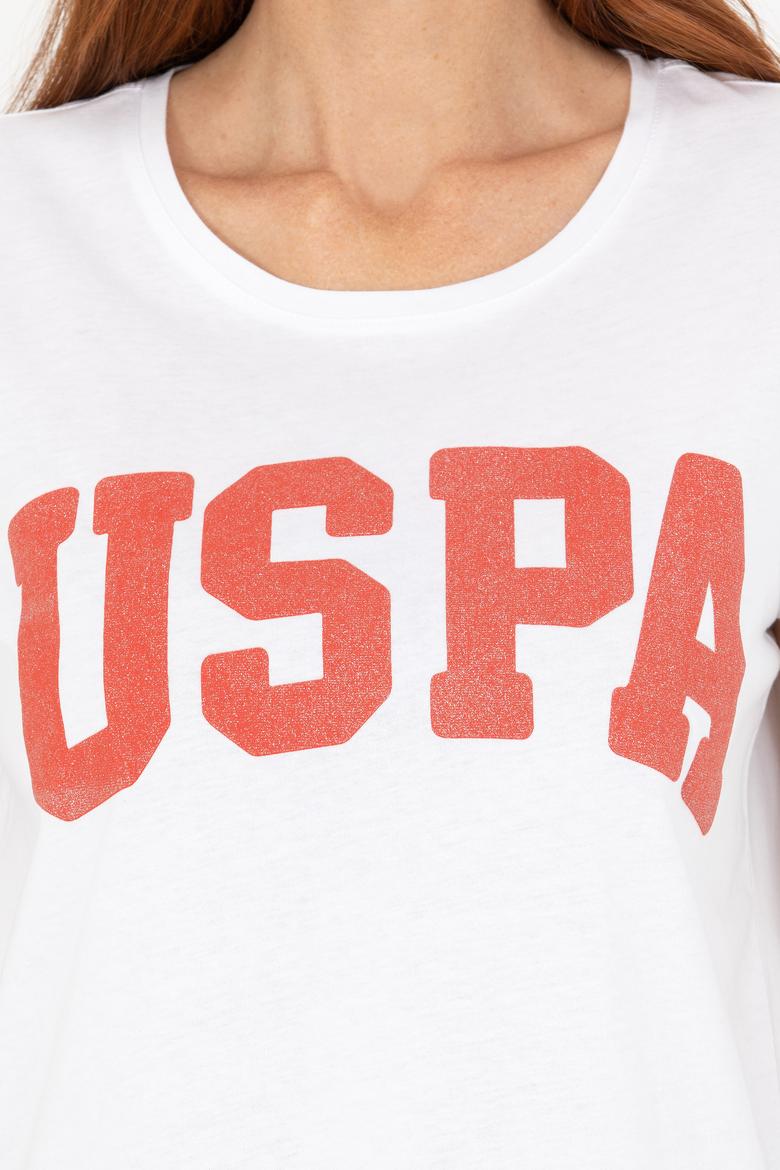 Kadın Beyaz Bisiklet Yaka Tişört - 50269557015