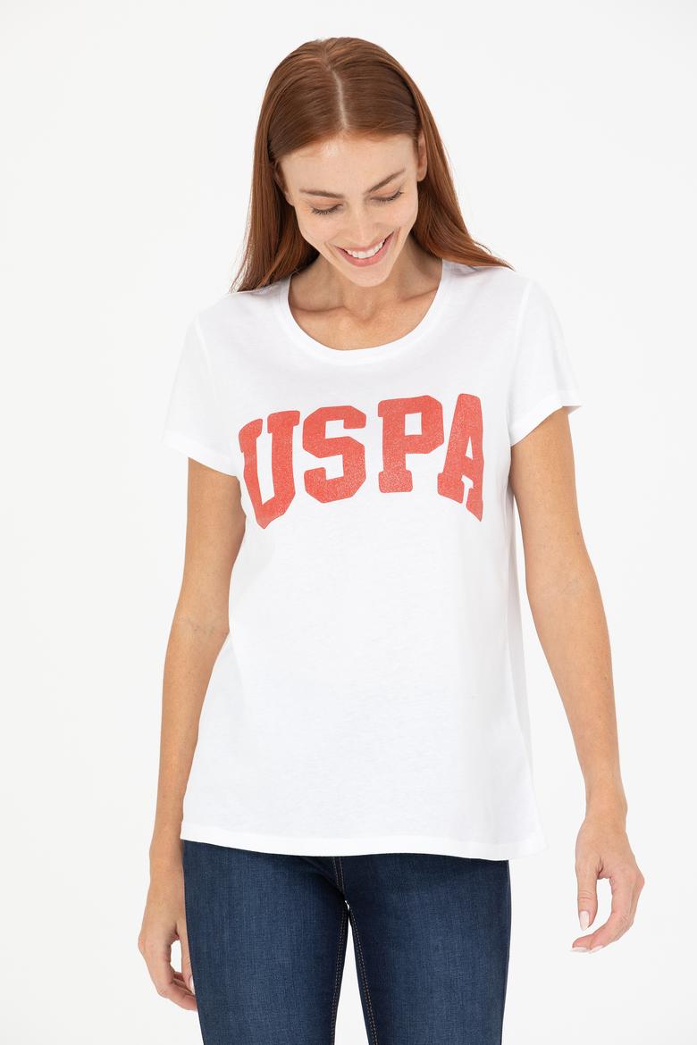 Kadın Beyaz Bisiklet Yaka Tişört - 50269557015