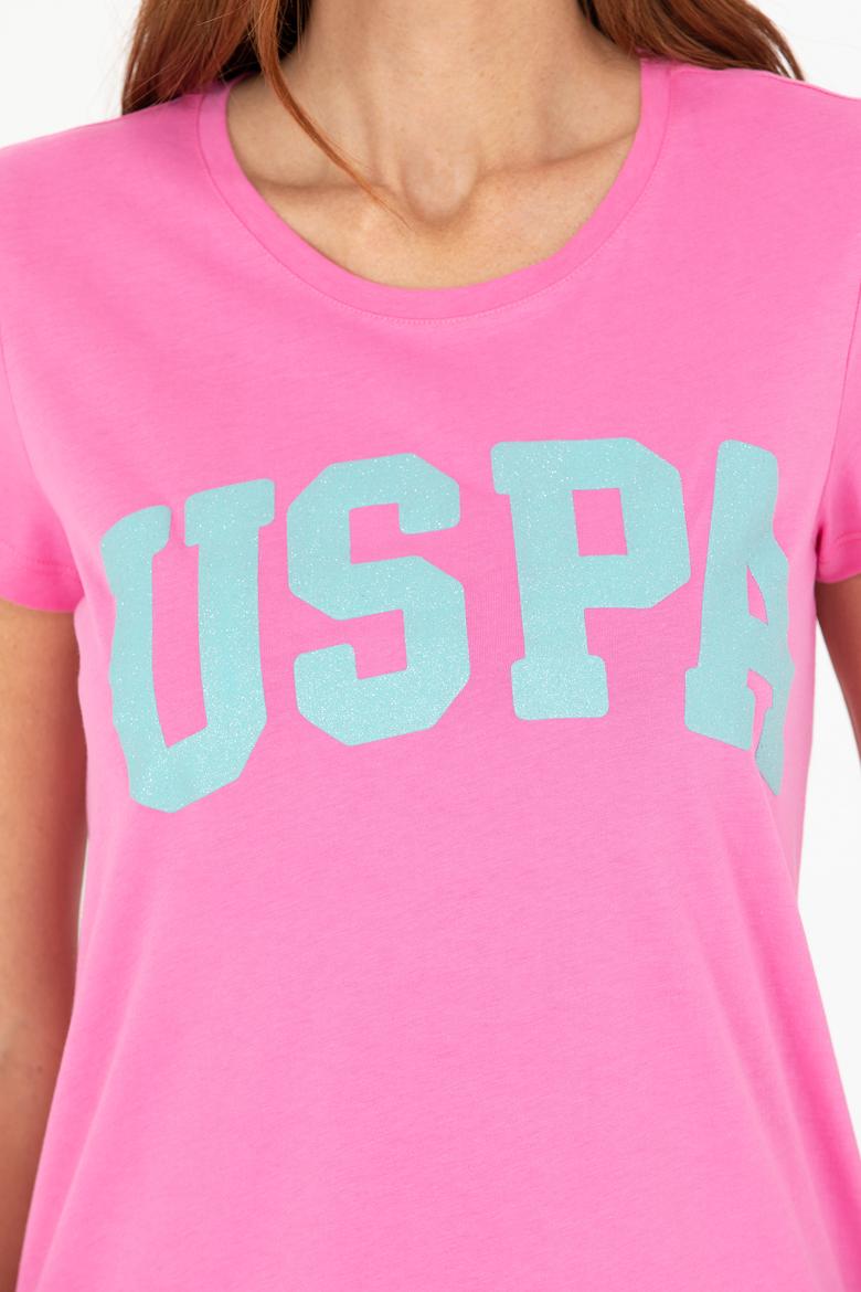 Kadın Pembe Bisiklet Yaka Tişört - 50269557054