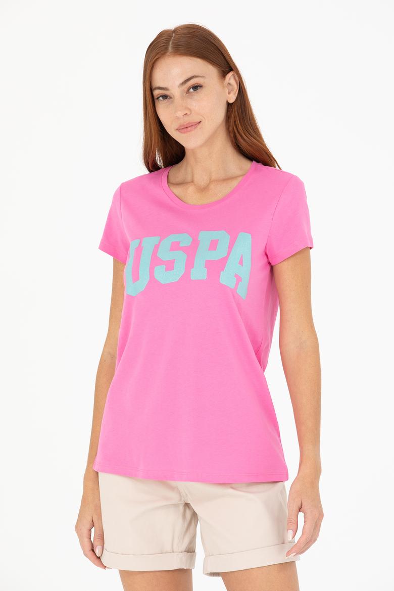 Kadın Pembe Bisiklet Yaka Tişört - 50269557054