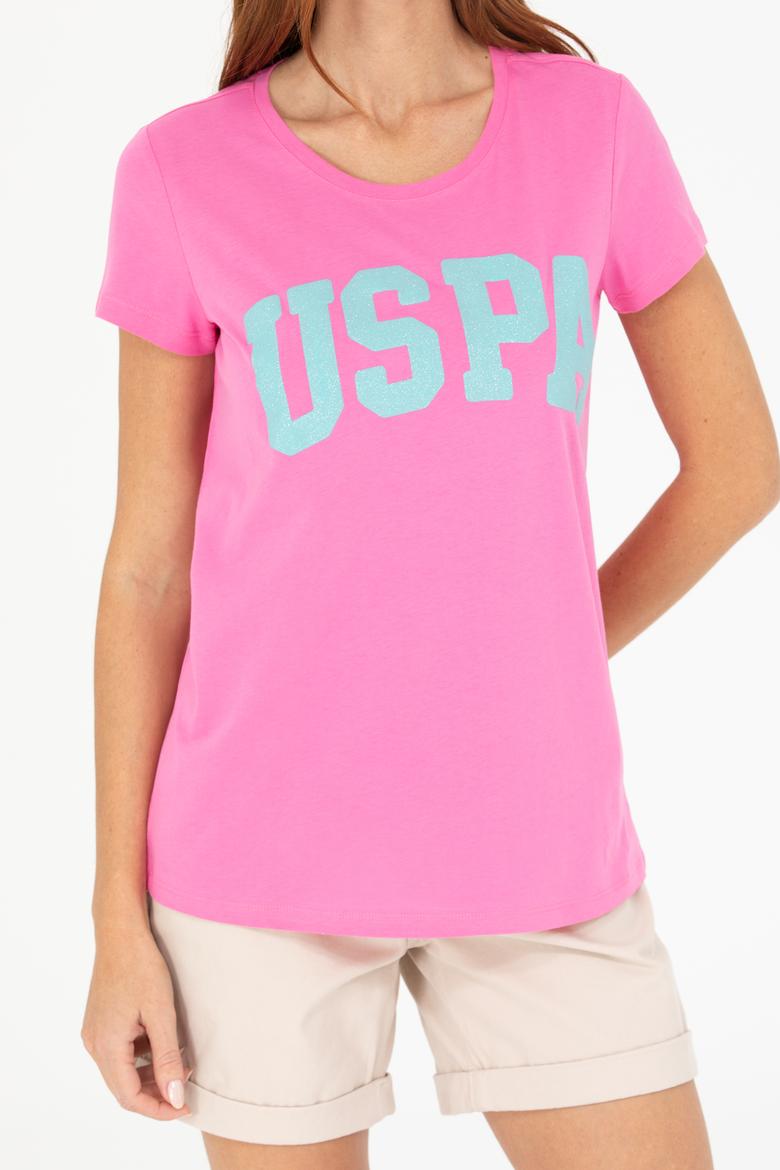 Kadın Pembe Bisiklet Yaka Tişört - 50269557054