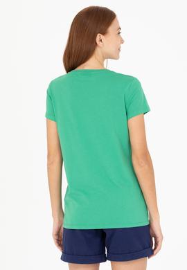 Kadın Yeşil Bisiklet Yaka Tişört - 50269557068