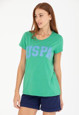 Kadın Yeşil Bisiklet Yaka Tişört - 50269557068