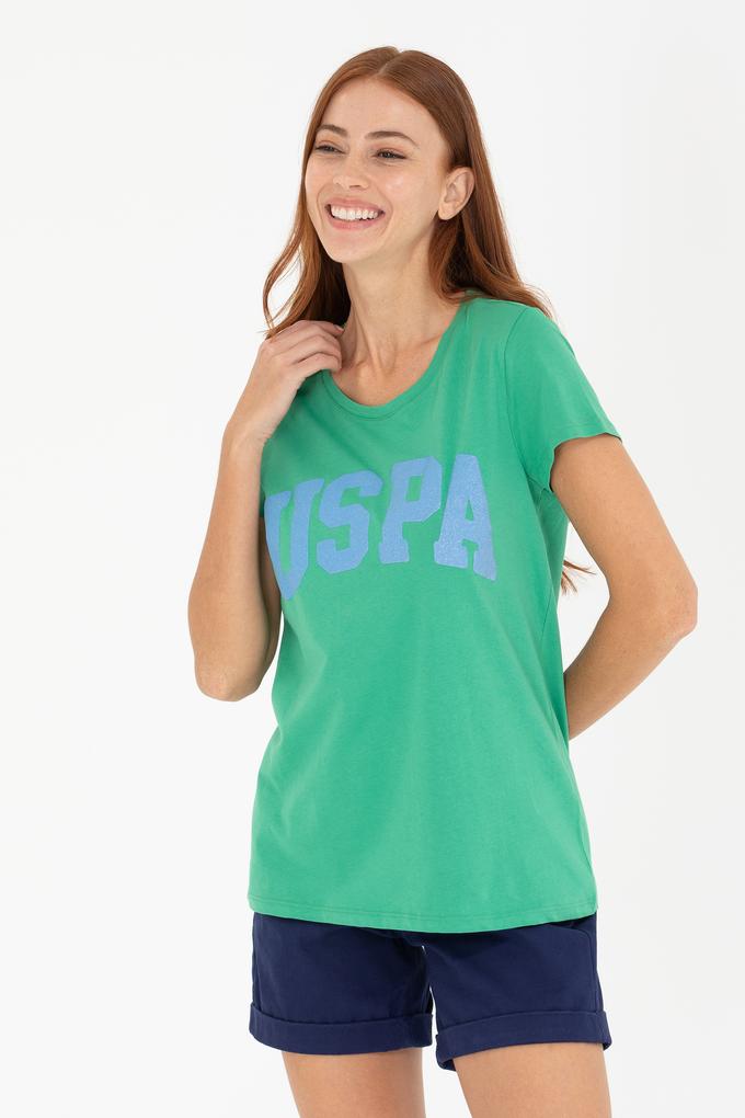 Kadın Yeşil Bisiklet Yaka Tişört