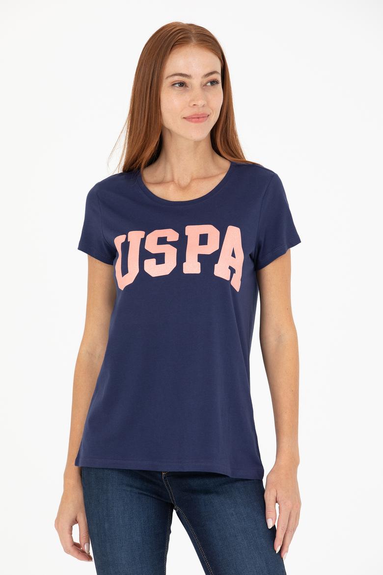 Kadın Lacivert Bisiklet Yaka Tişört - 50269557005