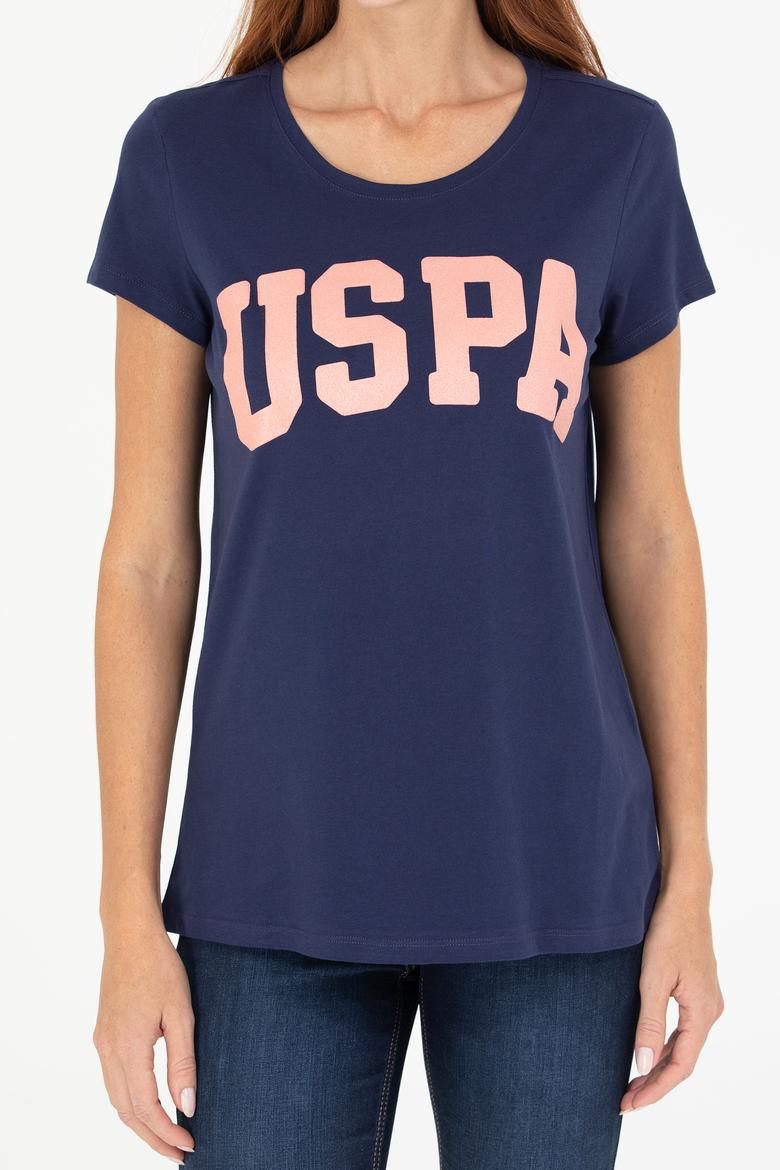 Kadın Lacivert Bisiklet Yaka Tişört - 50269557005