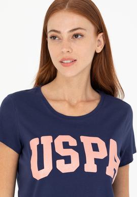 Kadın Lacivert Bisiklet Yaka Tişört - 50269557005