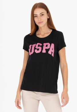 Kadın Siyah Bisiklet Yaka Tişört - 50269557020