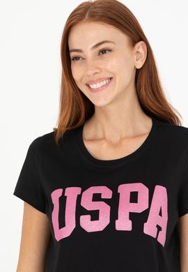 Kadın Siyah Bisiklet Yaka Tişört - 50269557020