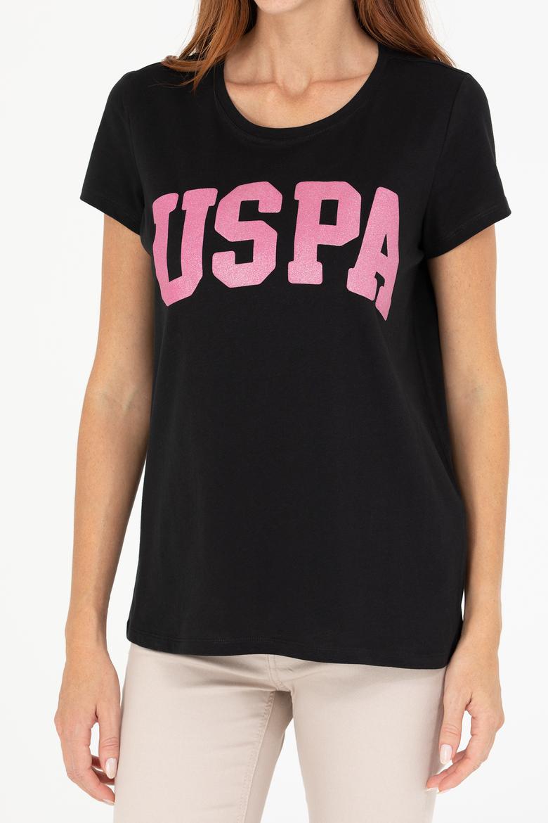 Kadın Siyah Bisiklet Yaka Tişört - 50269557020